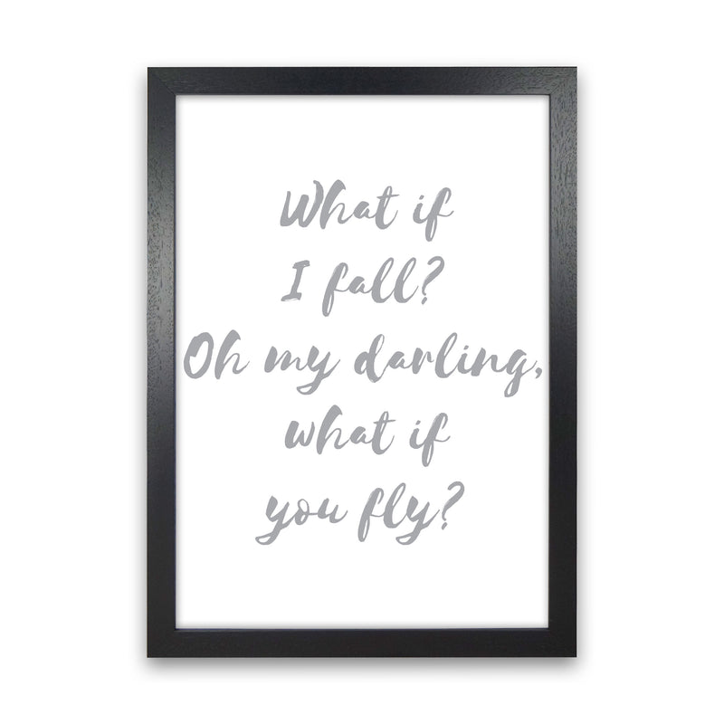 What If I Fall? Grey Modern Print Black Grain