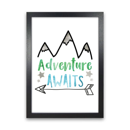 Adventure Awaits Watercolour Modern Print Black Grain