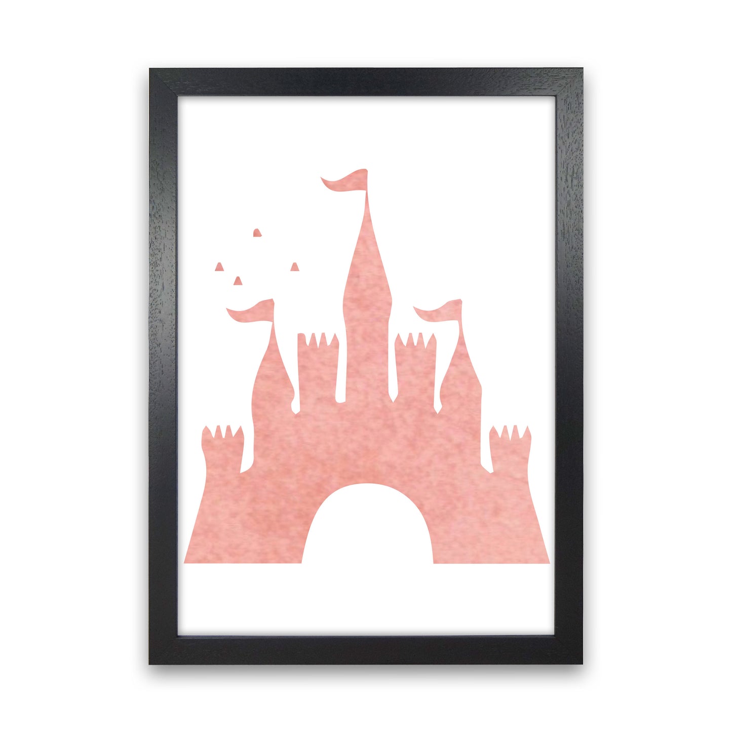 Peach Castle Watercolour Modern Print Black Grain
