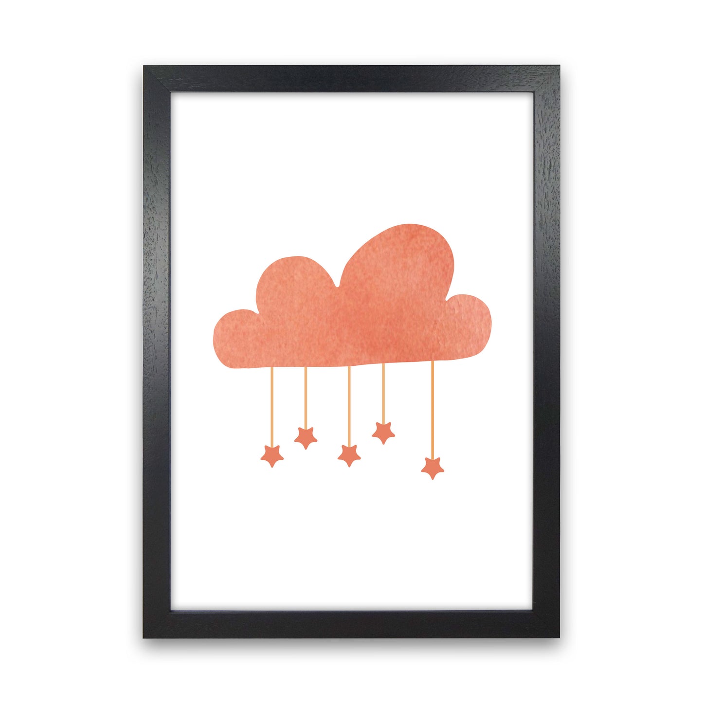 Peach Cloud Watercolour Modern Print Black Grain