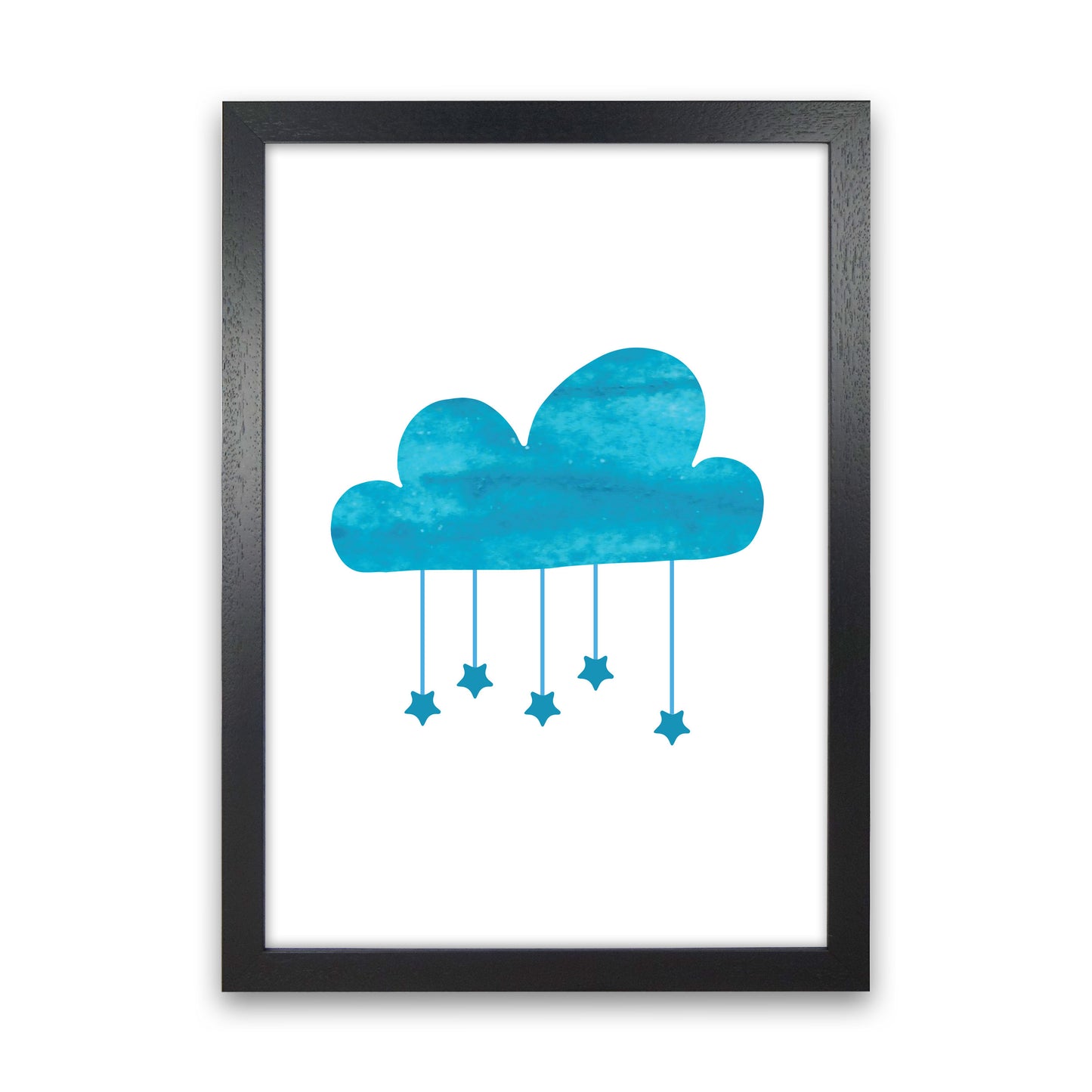 Turquoise Cloud Watercolour Modern Print Black Grain