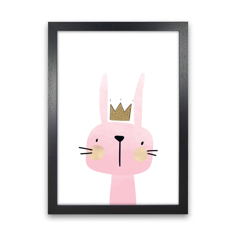 Scandi Bunny Watercolour Framed Nursey Wall Art Print Black Grain
