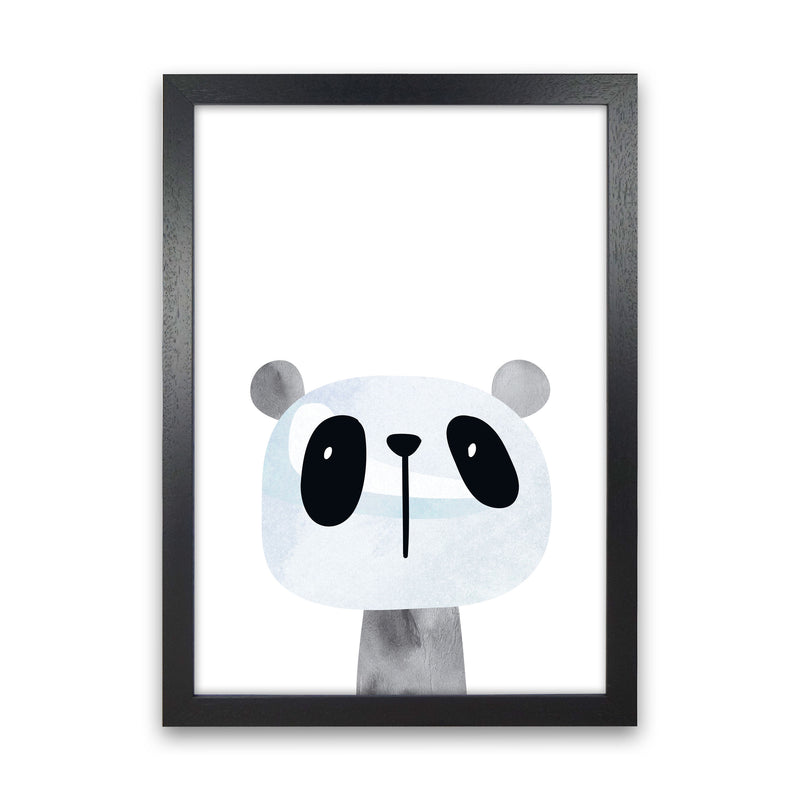 Scandi Panda Watercolour Framed Nursey Wall Art Print Black Grain