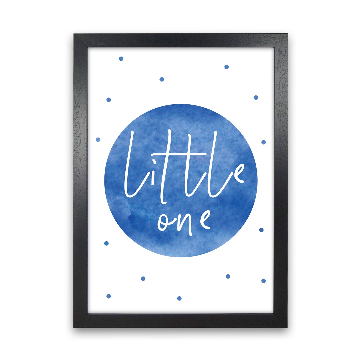 Little One Blue Watercolour Modern Print Black Grain