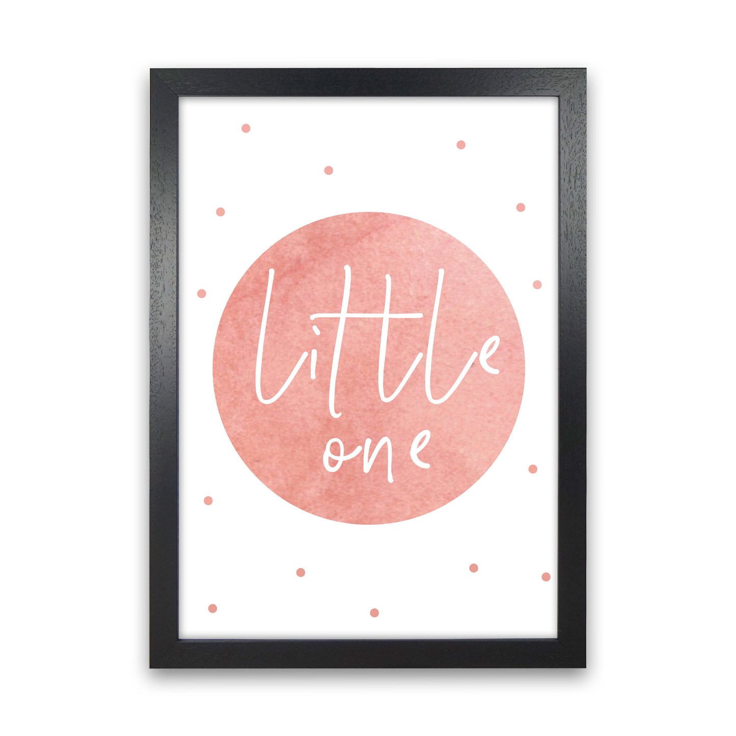 Little One Peach Watercolour Modern Print Black Grain