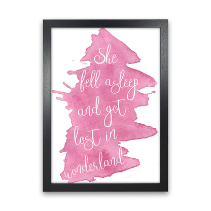 Wonderland Pink Watercolour Modern Print Black Grain
