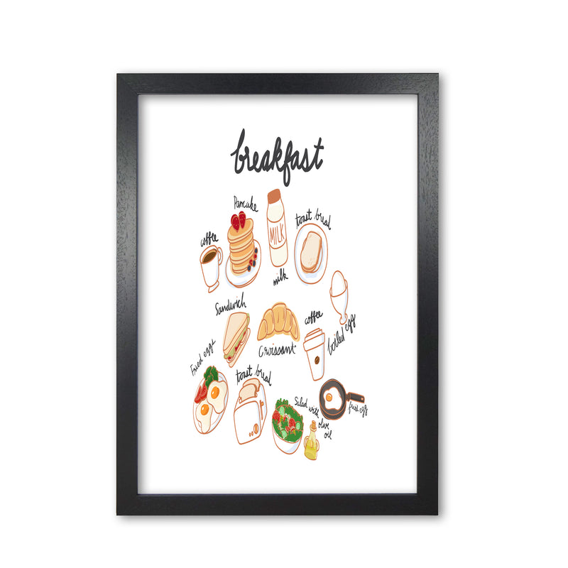 Breakfast Collection Landscape Modern Print, Framed Kitchen Wall Art Black Grain