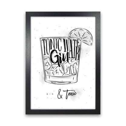 Gin And Tonic Modern Print, Framed Kitchen Wall Art Black Grain