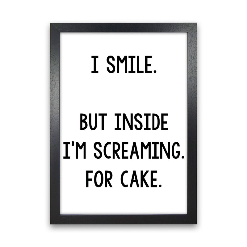Screaming For Cake Modern Print, Framed Kitchen Wall Art Black Grain