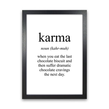 Karma Framed Typography Wall Art Print Black Grain