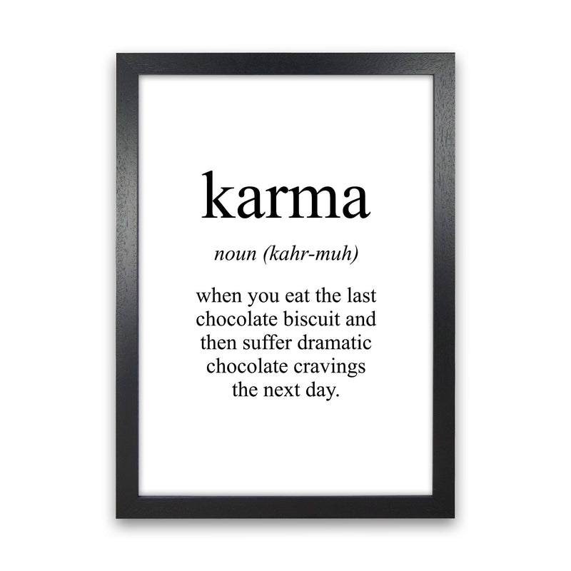 Karma Framed Typography Wall Art Print Black Grain
