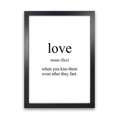 Love Framed Typography Wall Art Print Black Grain