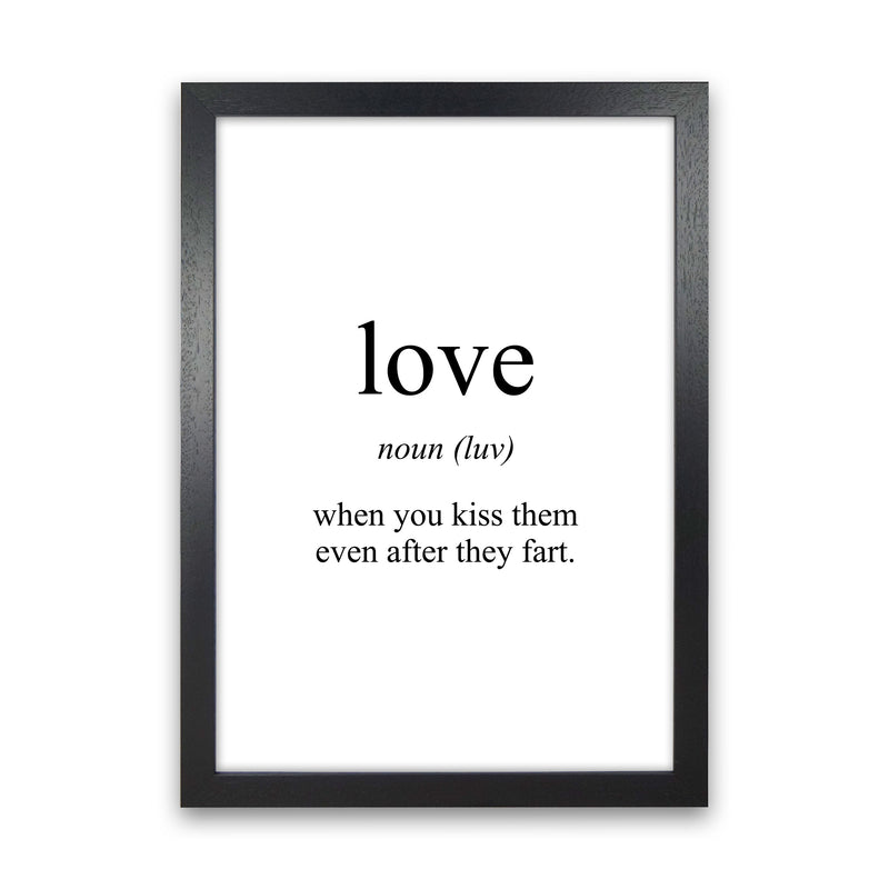 Love Framed Typography Wall Art Print Black Grain
