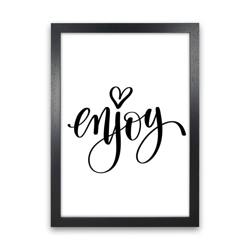 Enjoy Framed Typography Wall Art Print Black Grain