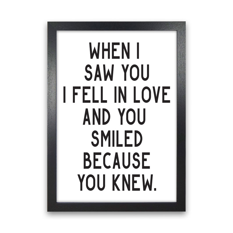 When I Saw You I Fell In Love Modern Print Black Grain