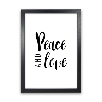 Peace And Love Framed Typography Wall Art Print Black Grain
