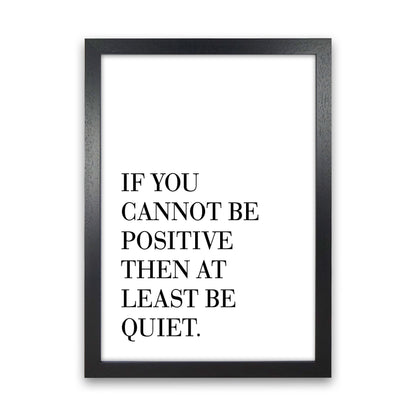 Be Quiet Framed Typography Wall Art Print Black Grain