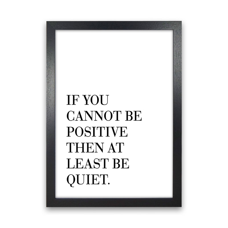 Be Quiet Framed Typography Wall Art Print Black Grain