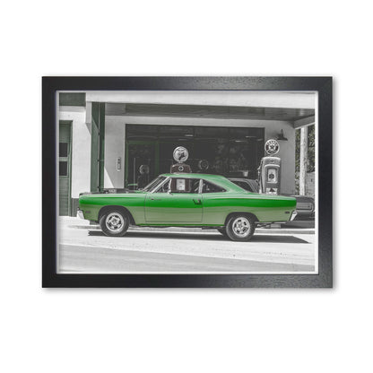 Green Car Modern Print Black Grain