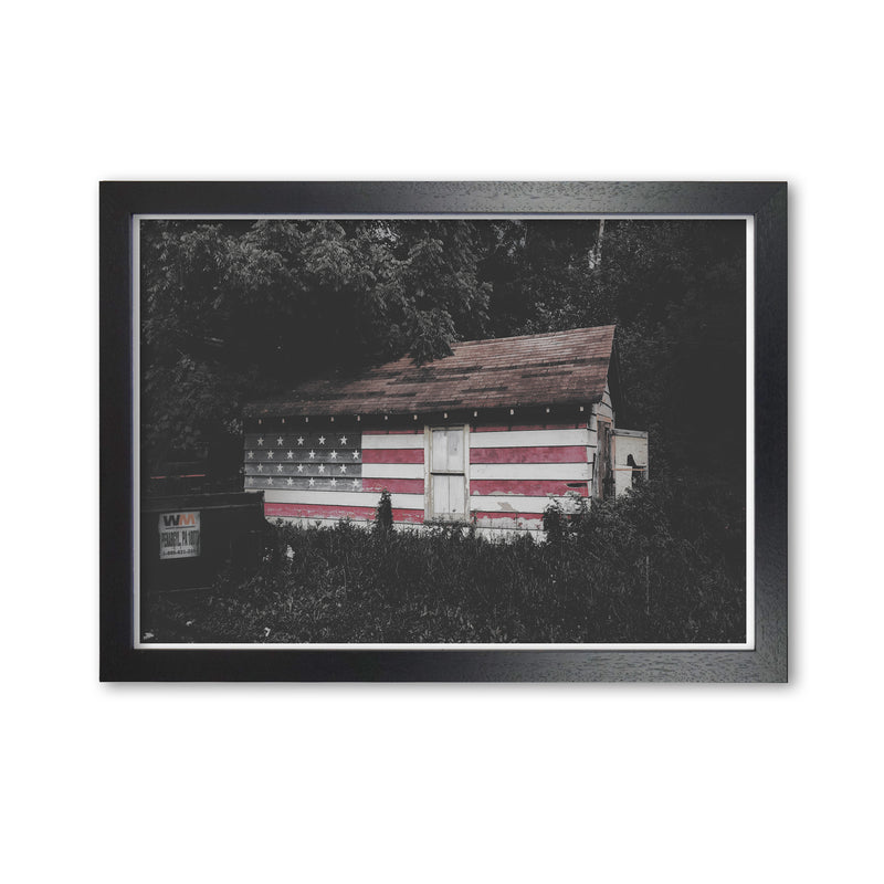 USA Hut Modern Print Black Grain