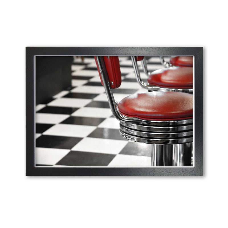 Vintage American Diner Modern Print Black Grain