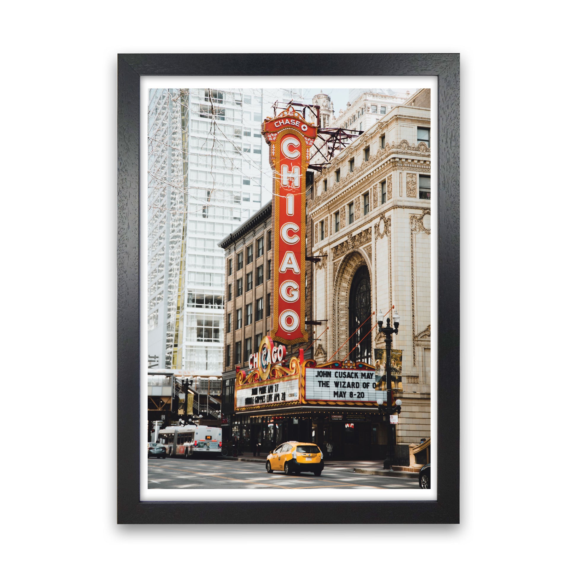 Retro Chicago Theatre Modern Print Black Grain