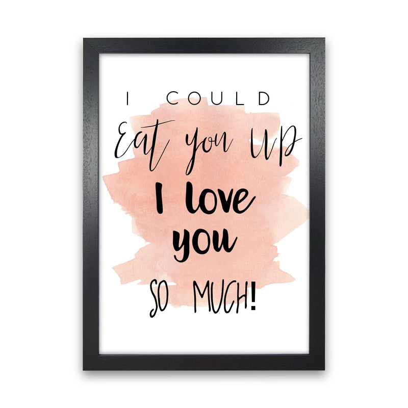 Eat You Up Peach Watercolour Modern Print Black Grain