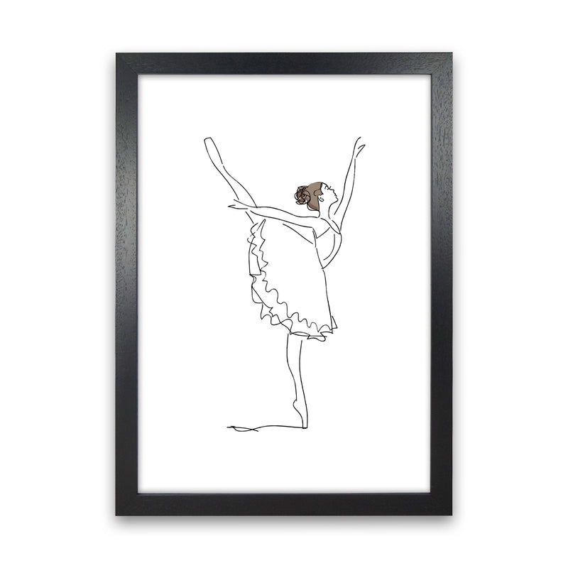 Ballet Dancer Line Drawing Modern Print Black Grain