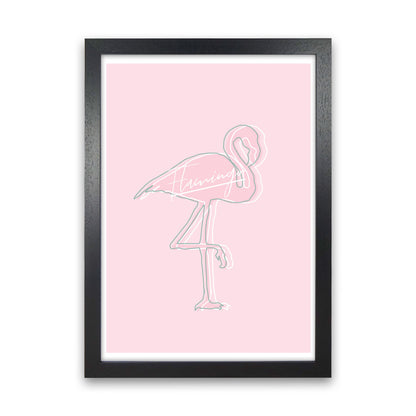 Pink Flamingo Modern Print Animal Art Print Black Grain