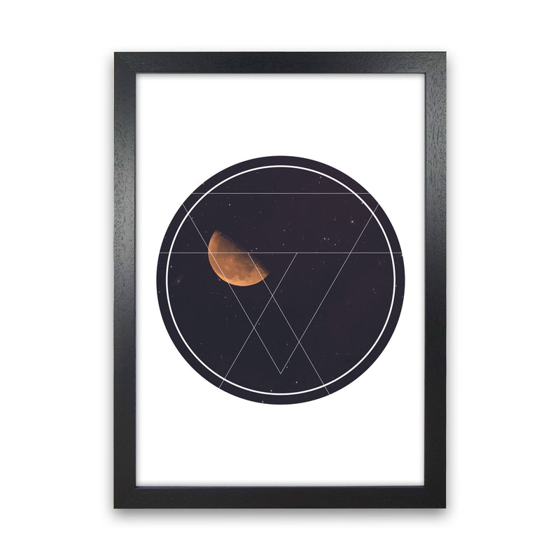 Black Moon Circle Modern Print Black Grain