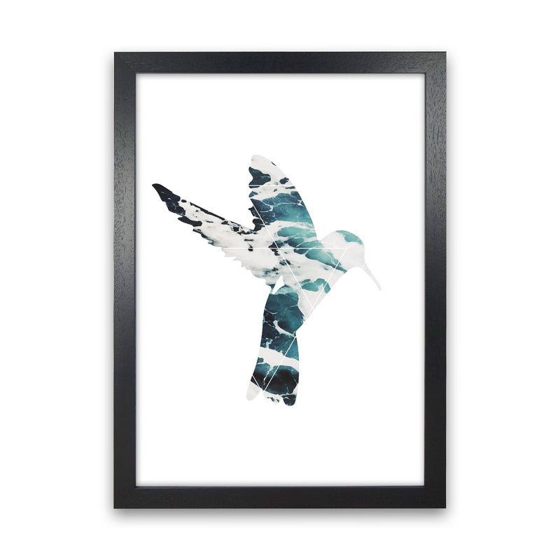 Blue Sea Bird Modern Print Animal Art Print Black Grain