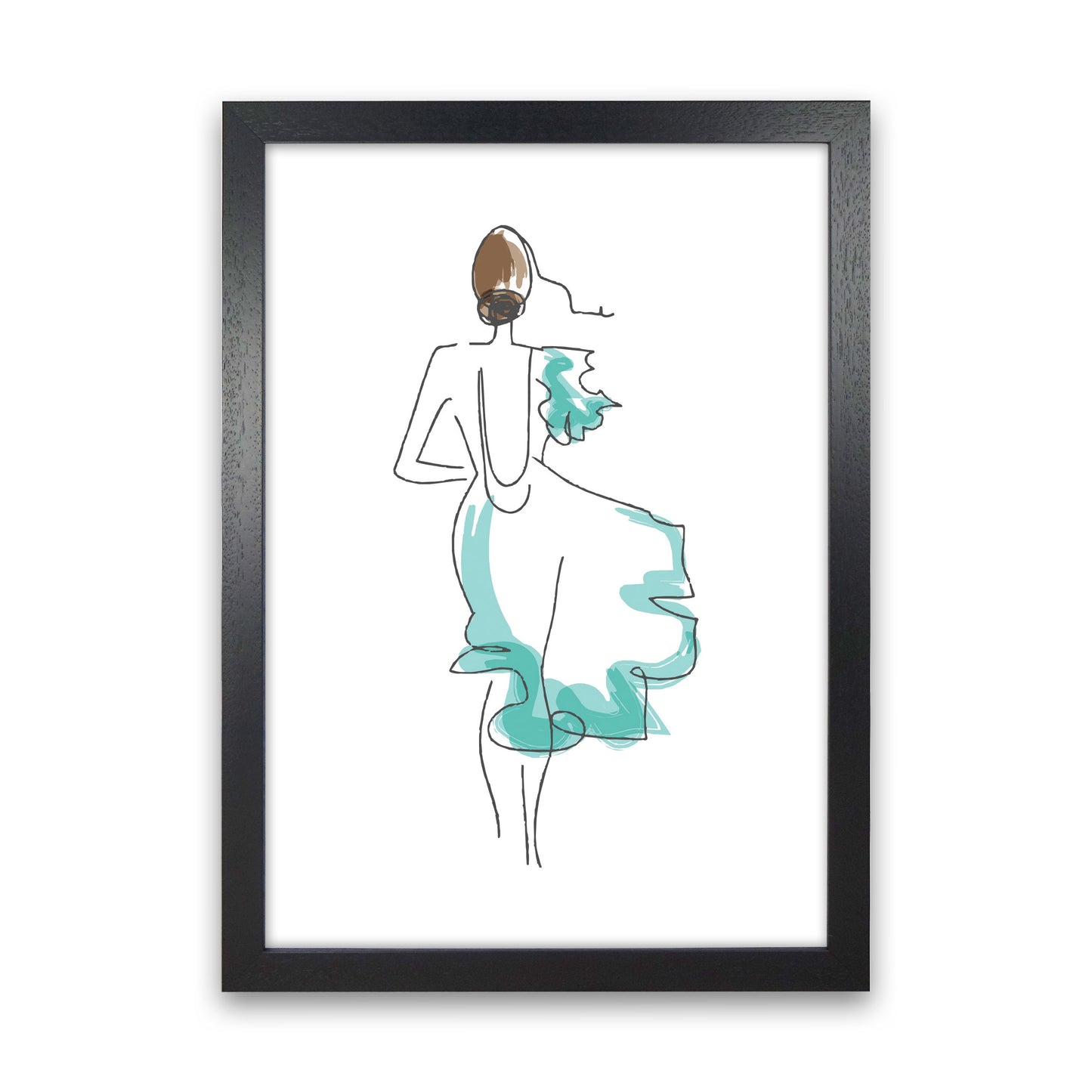 Fashion Line Drawing Modern Print Black Grain