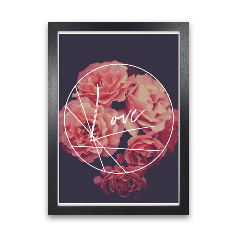 Floral Love Modern Print, Framed Botanical & Nature Art Print Black Grain