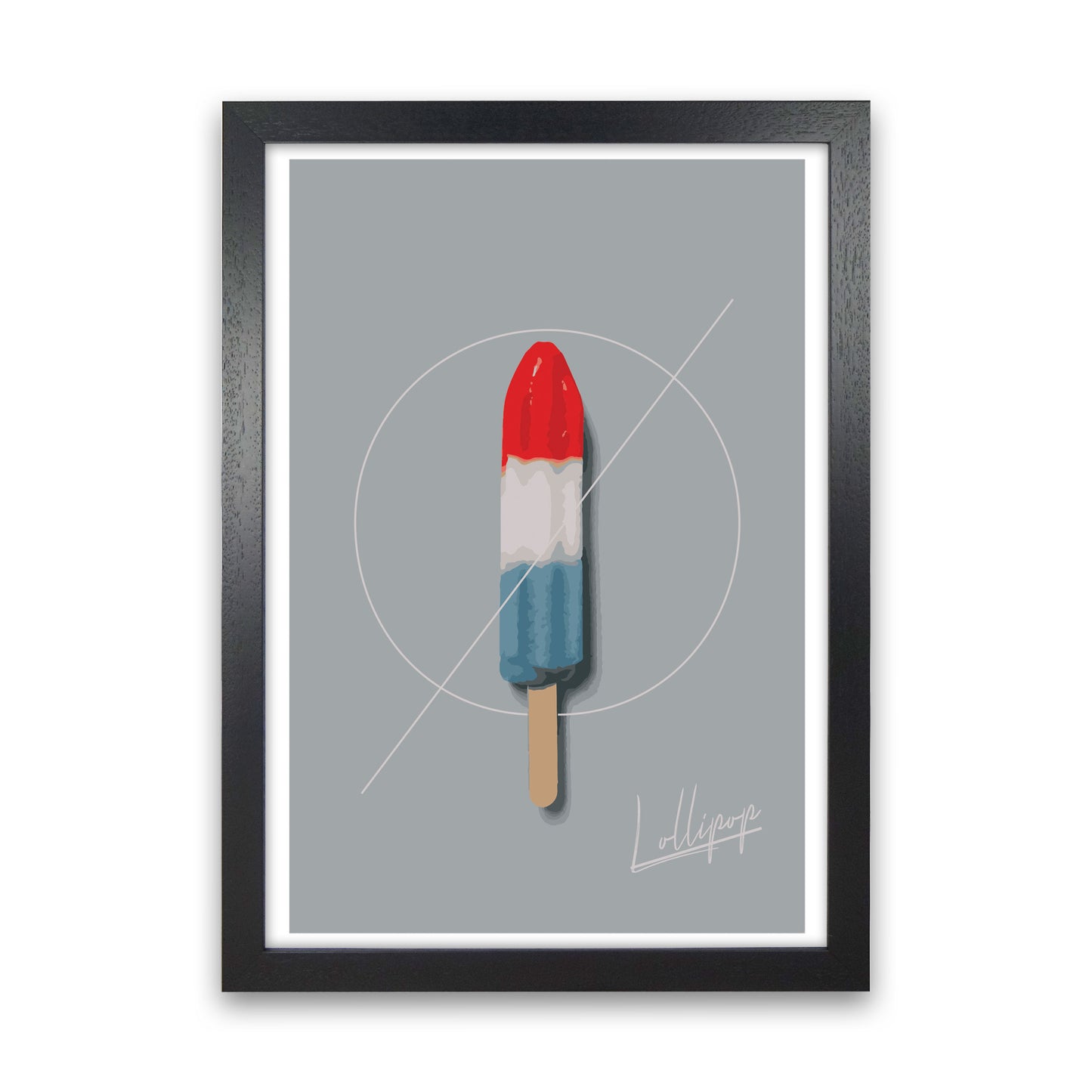 Ice Lolly Modern Print, Framed Kitchen Wall Art Black Grain