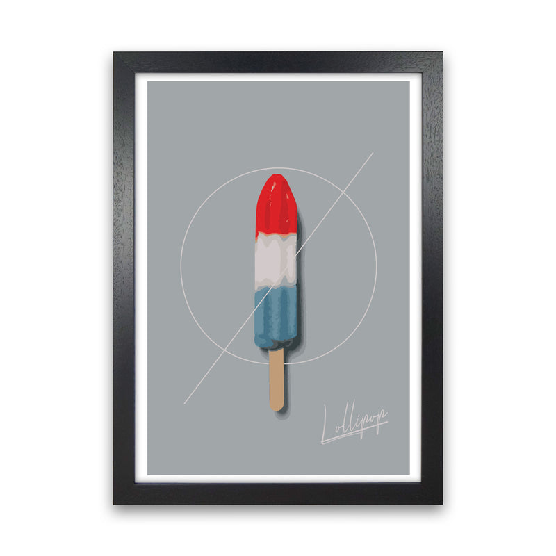 Ice Lolly Modern Print, Framed Kitchen Wall Art Black Grain
