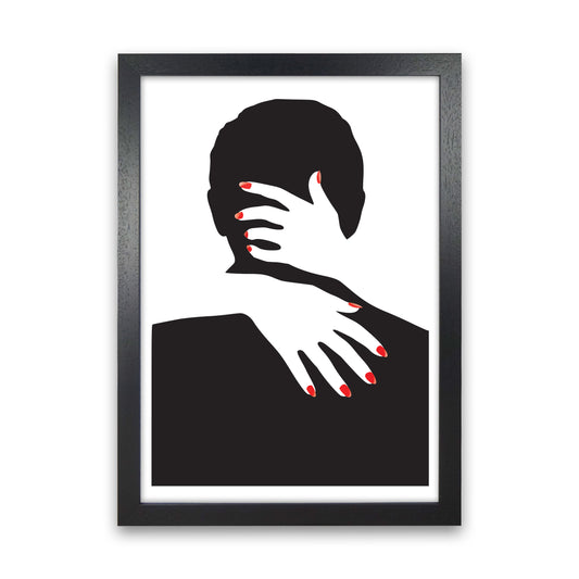 Abstract Man And Hands Modern Print Black Grain