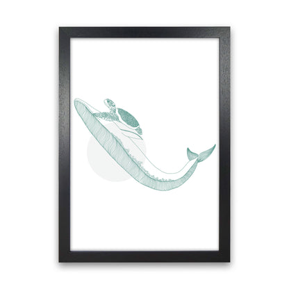 Marine Animals Whale And Turtle Modern Print Animal Art Print Black Grain