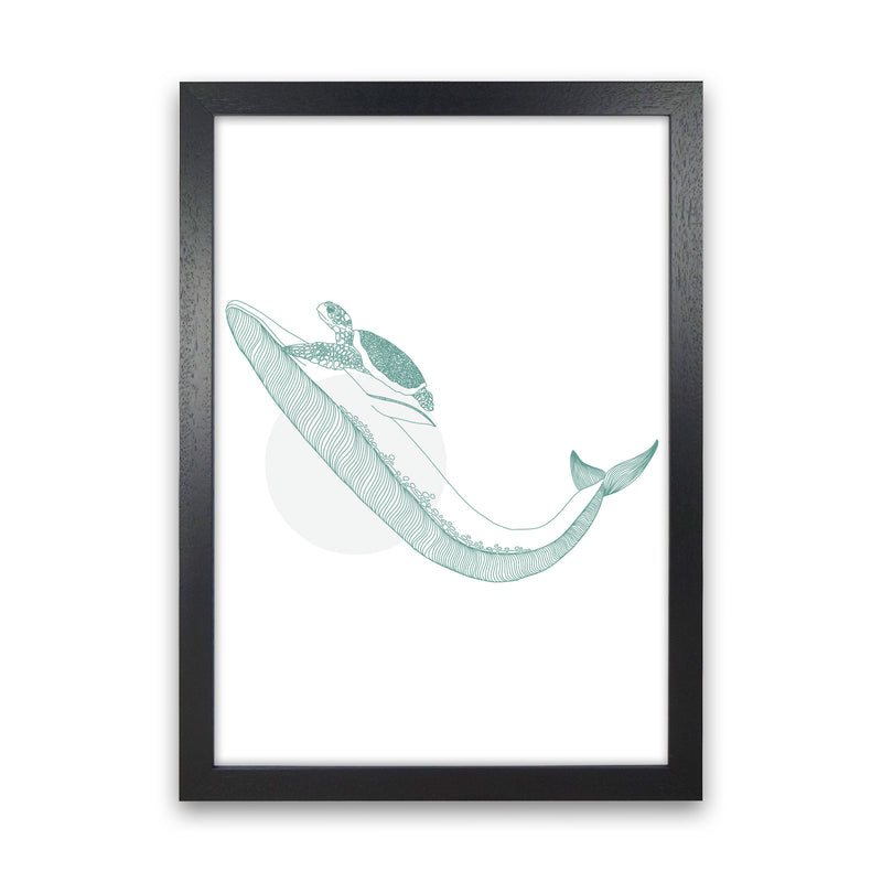 Marine Animals Whale And Turtle Modern Print Animal Art Print Black Grain