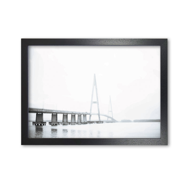 Minimal Grey Bridge Modern Print Black Grain