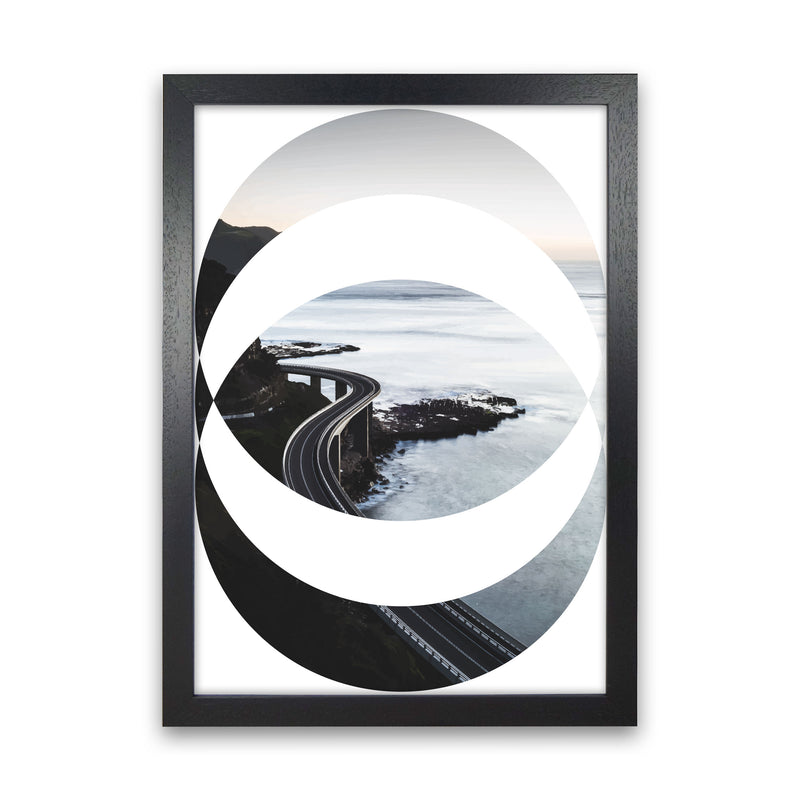 Black Road Oval Modern Print, Framed Botanical & Nature Art Print Black Grain