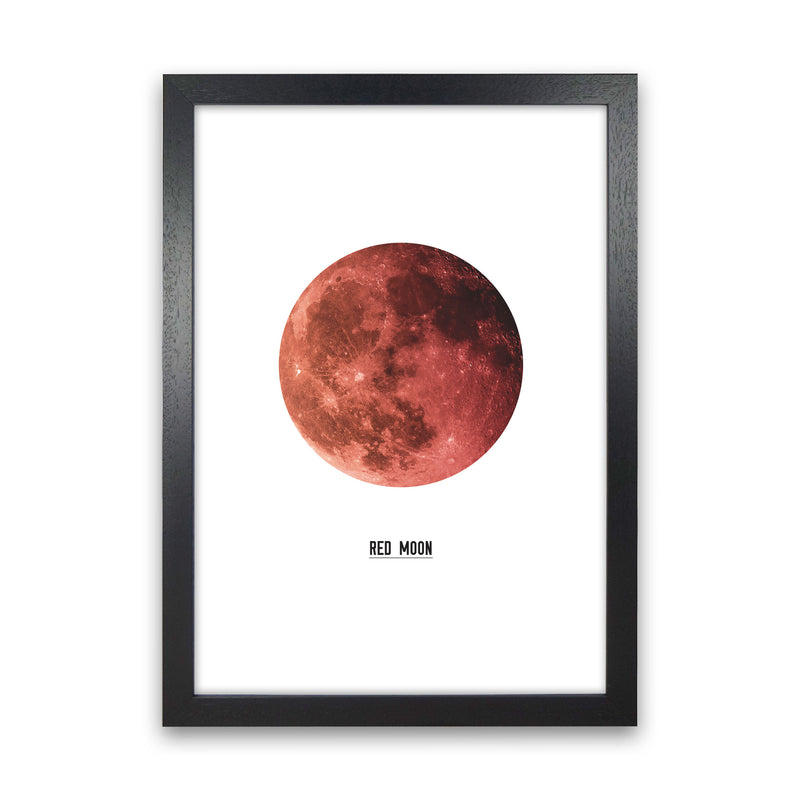 Red Moon Modern Print Black Grain