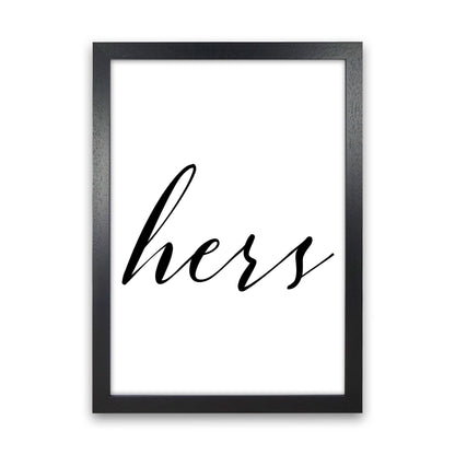 Hers Framed Typography Wall Art Print Black Grain