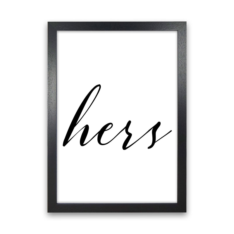 Hers Framed Typography Wall Art Print Black Grain