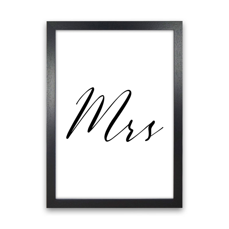 Mrs Framed Typography Wall Art Print Black Grain