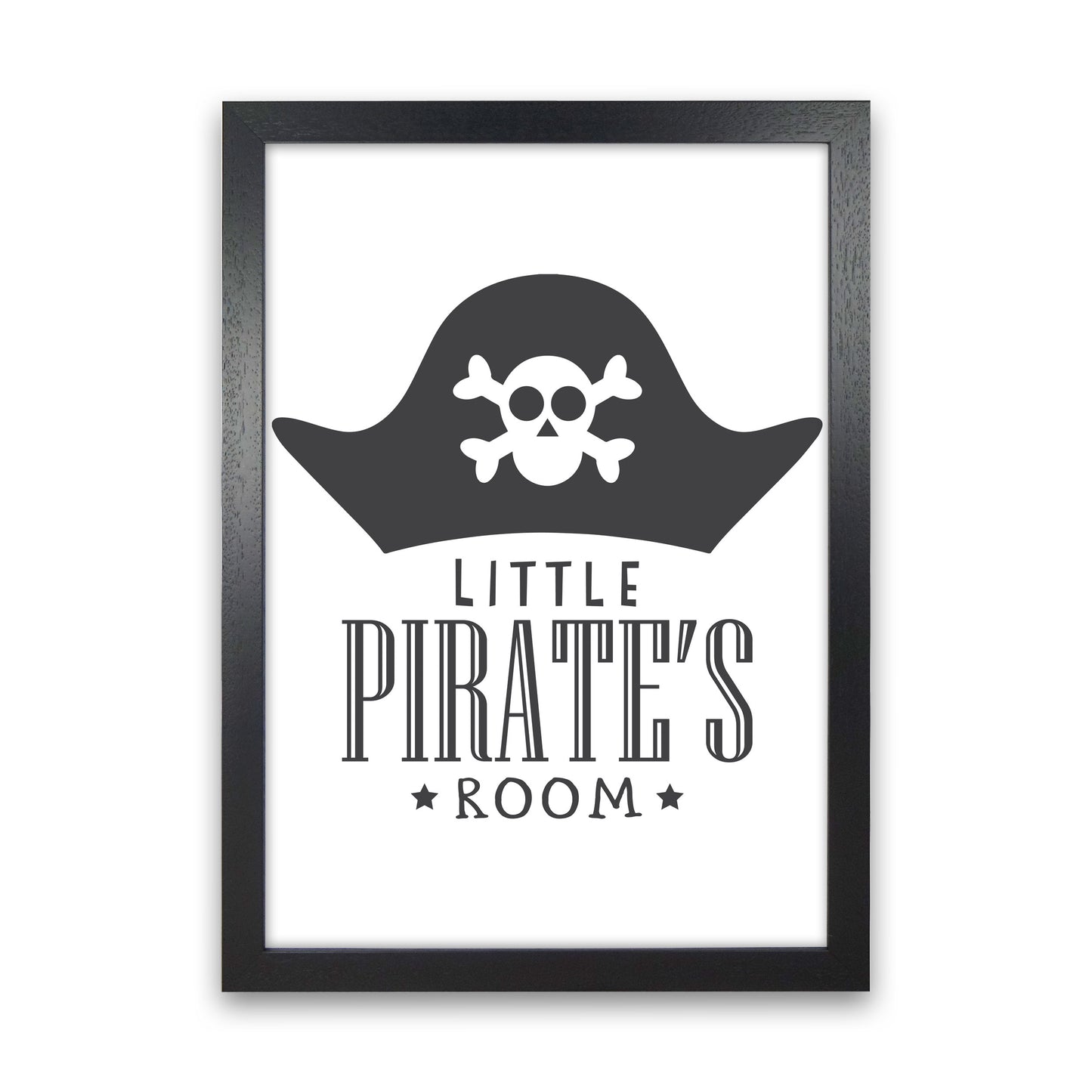 Little Pirates Room Framed Nursey Wall Art Print Black Grain