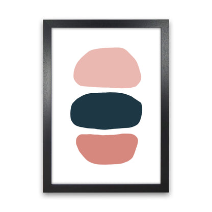 Pink And Navy Abstract Stones 1 Art Print by Pixy Paper Black Grain