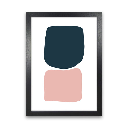 Pink And Navy Abstract Stones 2 Art Print by Pixy Paper Black Grain