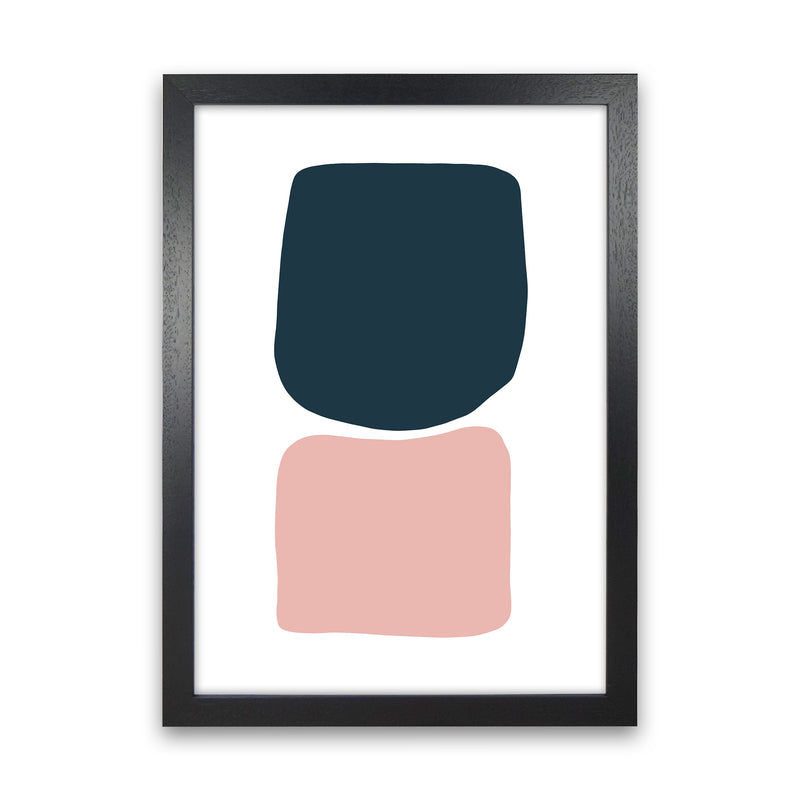 Pink And Navy Abstract Stones 2 Art Print by Pixy Paper Black Grain
