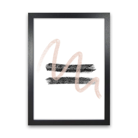 Dalia Chalk Pink And Black Line Contrast  Art Print by Pixy Paper Black Grain