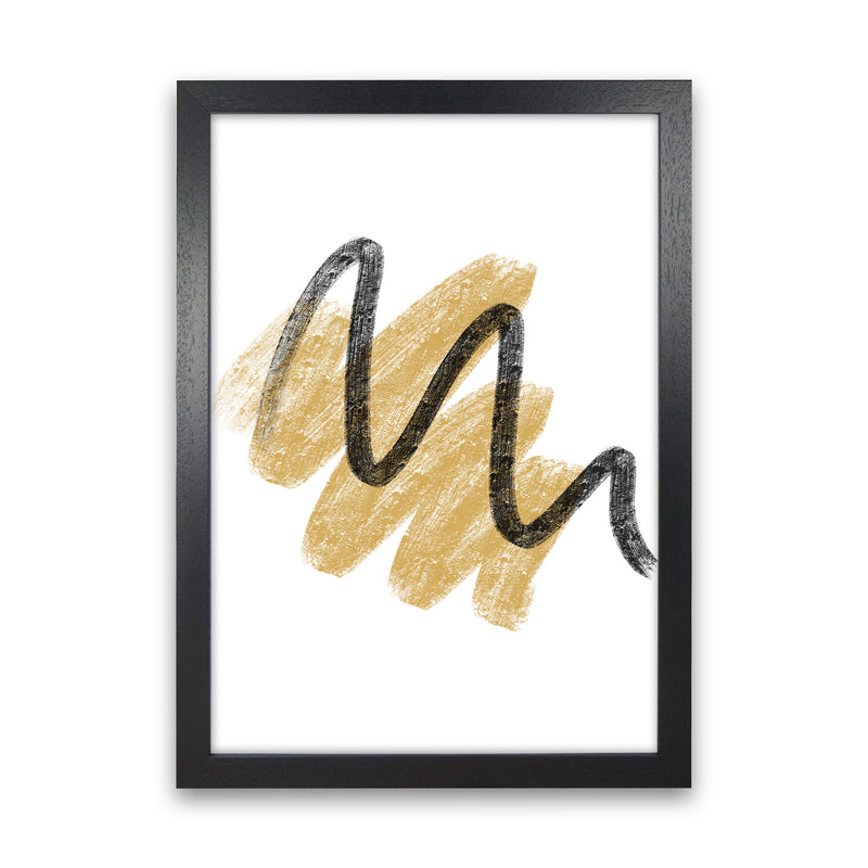 Dalia Chalk Gold And Black Scribbles  Art Print by Pixy Paper Black Grain